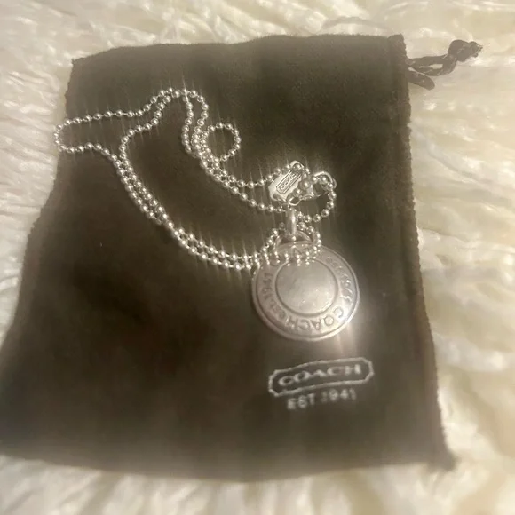 Coach Silver Engraved Pendant Necklace - Picture 4 of 5